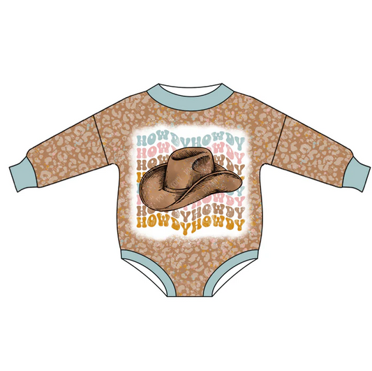 8.21 Howdy Leopard Baby Girls Hats Western Rompers preorder(moq 5)