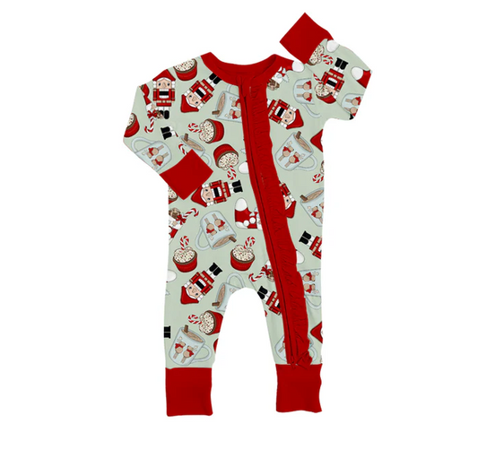 8.21 Baby Girls Christmas Red Santa Zip Rompers preorder(moq 5)
