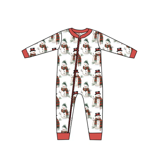 8.21 Christmas Snowman Baby Infant Long Sleeve Zip Rompers preorder(moq 5)