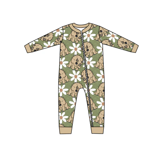 8.21 Dinosaur Flowers Baby Infant Long Sleeve Rompers preorder(moq 5)