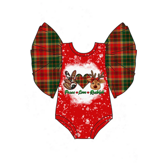 8.21 Christmas Deer Baby Infant Flutter Sleeve Rompers preorder(moq 5)