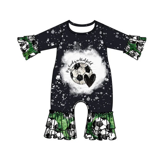 8.22 Baby Girls Football Season Ruffle Rompers preorder(moq 5)