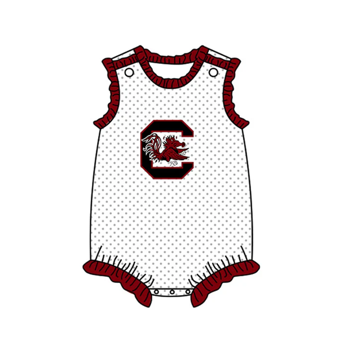 8.22 Baby Girls Bird Team Sleeveless Ruffle Rompers preorder(moq 5)