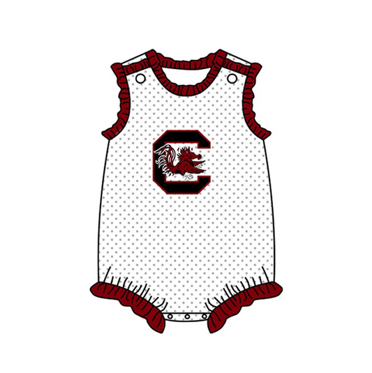 8.22 Baby Girls Bird Team Sleeveless Ruffle Rompers preorder(moq 5)
