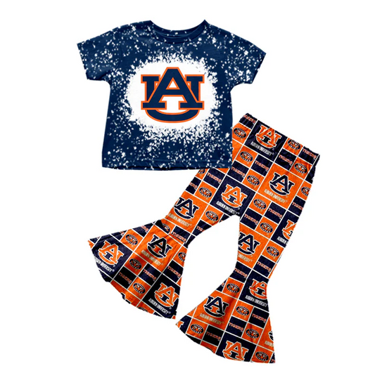 8.22  Baby Girls Team A blue Shirt Bell Pants Clothes Sets preorder(moq 5)