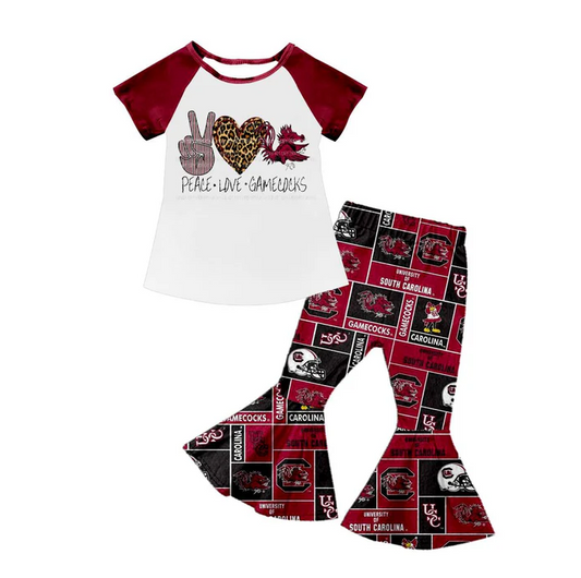 8.22  Baby Girls Team Red Shirt Bell Pants Clothes Sets preorder(moq 5)