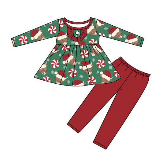 8.22  Baby Girls Christmas Cow Hats Legging Clothes Sets preorder(moq 5)