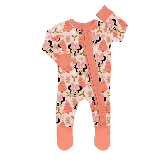8.22  Baby Girls Magical Cartoon Pink Zip Footie Rompers preorder(moq 5)