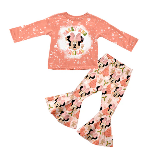 8.22 Baby Girls Magical Pink Tee Shirt Bell Pants Clothes Sets preorder(moq 5)