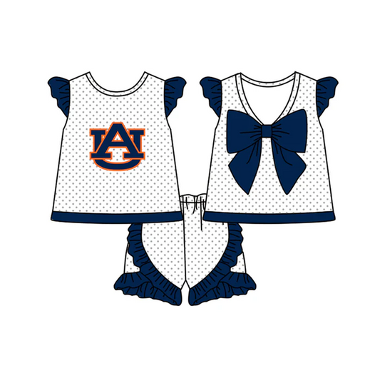 8.22 Baby Girls AU team Bow Top Shorts Clothes Sets preorder(moq 5)