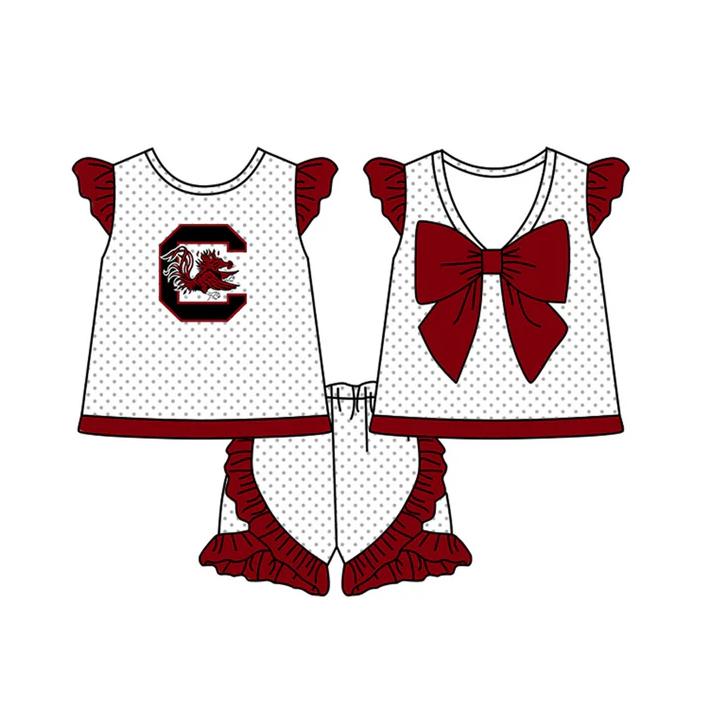 8.22 Baby Girls Bird team Bow Top Shorts Clothes Sets preorder(moq 5)
