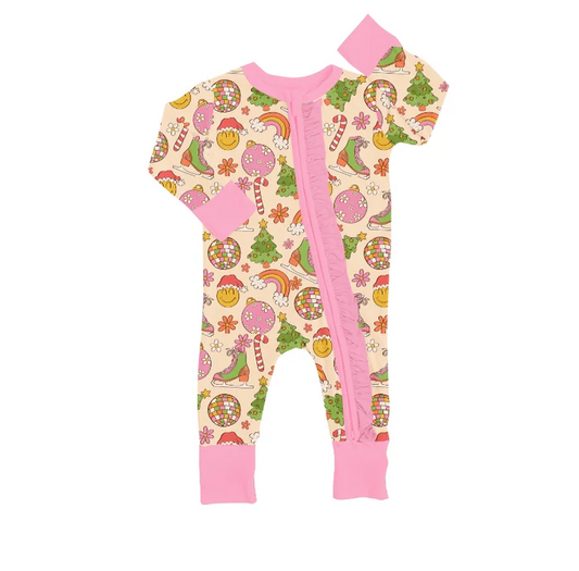 8.22 Baby Girls Smile Christmas Zip Rompers preorder(moq 5)