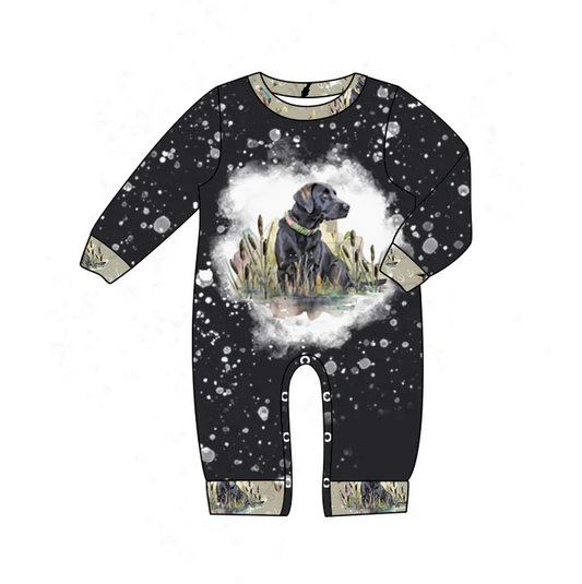 8.22 Baby Boys Black Dog Hunting Rompers preorder(moq 5)