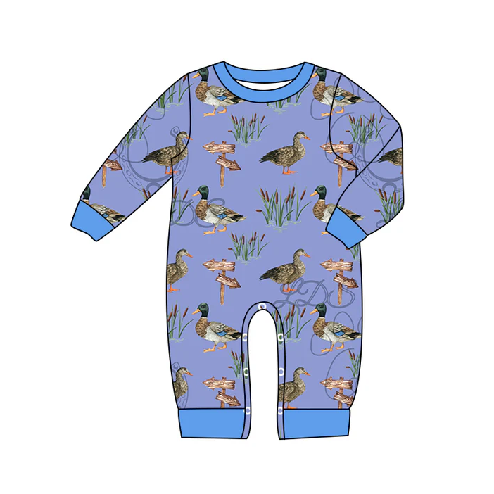 8.22 Baby Boys Blue Duck Hunting Rompers preorder(moq 5)