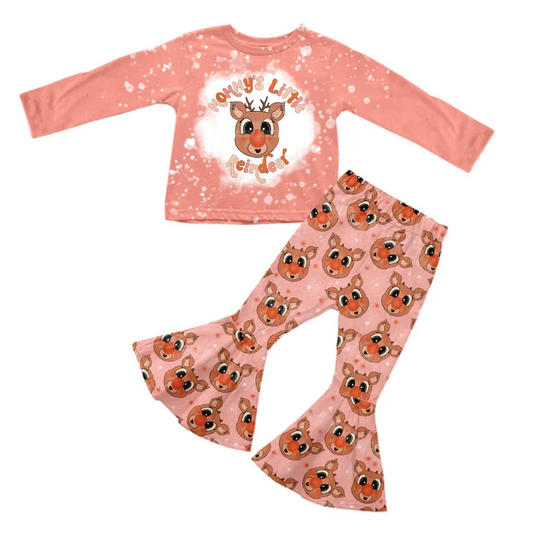 8.22Baby Girls Mommy Little Reindeer Tee Shirt Bell Pants Clothes Sets preorder(moq 5)