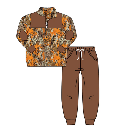 8.23 Baby Boys Orange Camo Pullover Top Pants Clothes preorder(moq 5)