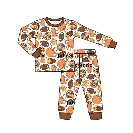 8.23 Baby Kids Fall Football Pajamas Clothes preorder(moq 5)