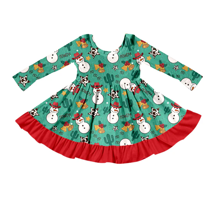 8.23 Baby Girls Christmas Snowman Ruffle Dresses preorder(moq 5)