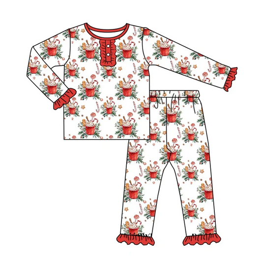 8.23 Baby Girls Christmas Cups Pajamas Clothes Sets preorder(moq 5)