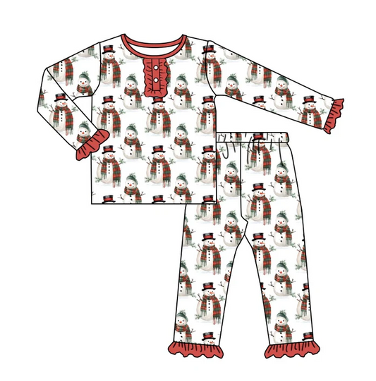 8.23 Baby Girls Christmas Snowman Pajamas Clothes Sets preorder(moq 5)