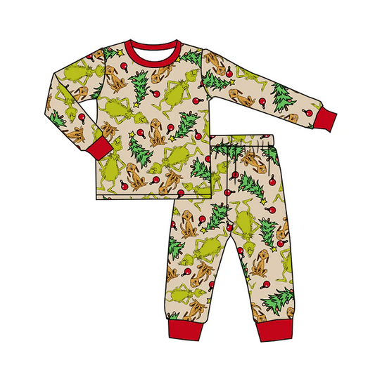 8.23 Baby Boys Green Tee Shirt Frog Pajamas Clothes Sets preorder(moq 5)