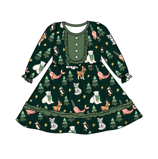 8.23 Baby Girls Winter Bear Long Sleeve Dresses preorder(moq 5)
