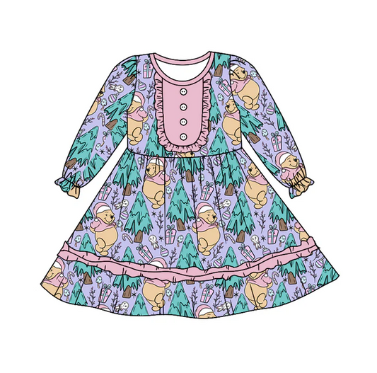 8.23 Baby Girls Christmas Bear Long Sleeve Dresses preorder(moq 5)