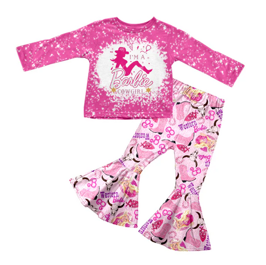 8.23 Baby Girls Doll Cowgirl Tee Shirt Bell Pants Clothes Sets preorder(moq 5)