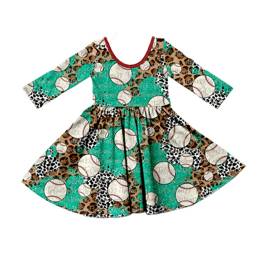 8.25 Baby Girls Fall Softball Long Sleeve Dresses preorder(moq 5)