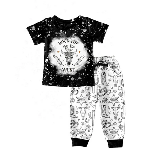 8.25 Baby Boys Black Cow Tee Shirt Top Pants Western Clothes preorder(moq 5)