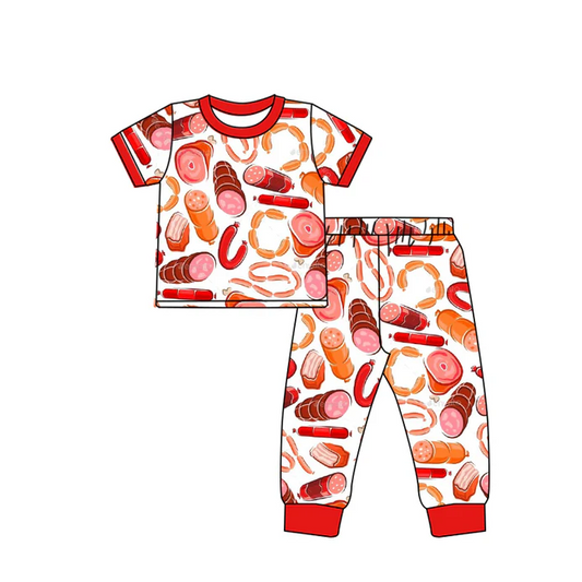 8.25 Baby Boys Ham Sausage Ruffle Pants Pajamas Sets preorder(moq 5)