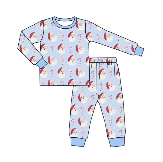 8.25 Baby Boys Christmas Santa Candy Cane Pants Pajamas Sets preorder(moq 5)