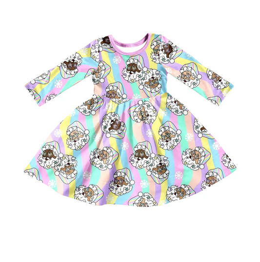 8.25 Baby Girls Christmas Colorful Santa Twirl Dresses preorder(moq 5)