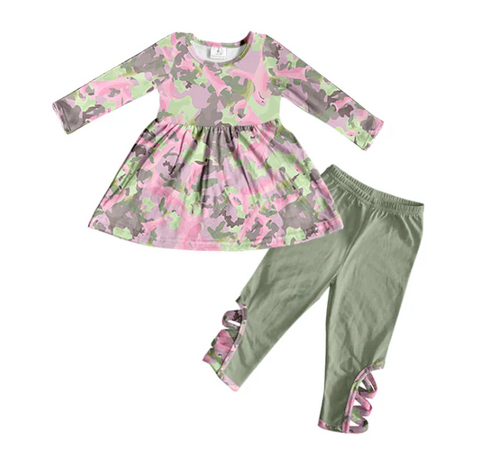 8.25 Baby Girls Pink Camo Tunic Legging Clothing Sets preorder(moq 5)