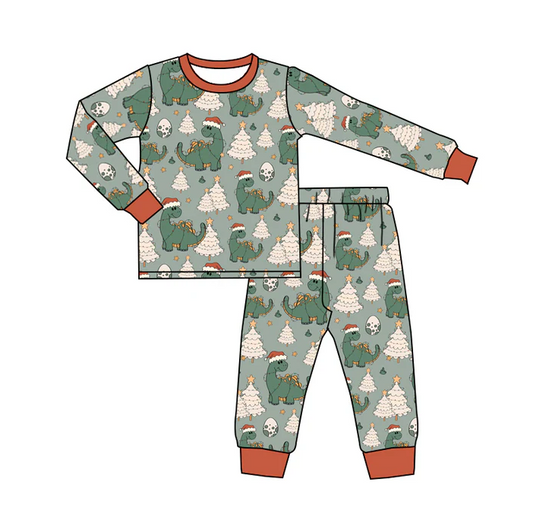 8.25 Baby Boys Christmas Dinosaur Pants 2pcs Jammies Clothing Sets preorder(moq 5)