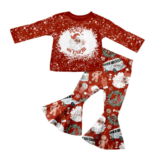 8.25 Baby Girls Christmas Peace Santa Top Pants Clothes preorder(moq 5)