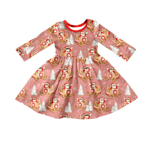 8.26 Baby Girls Sleigh All Day Christmas Santa Twirl Dresses preorder(moq 5)