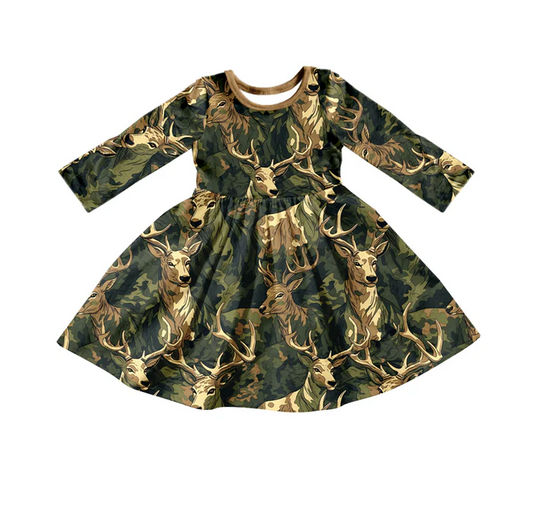 8.26 Baby Girls Forest Deer Hunting Twirl Dresses preorder(moq 5)