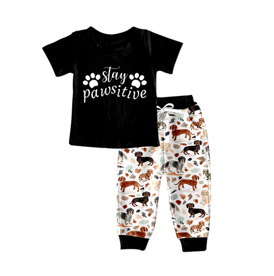 8.26 Baby Boys Dog Pawprint Shirt Top Pants Clothing Sets preorder(moq 5)
