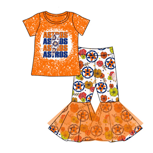 8.26 Baby Girls Orange Team H Top Tutu Ruffle Pants Clothing Sets preorder(moq 5)