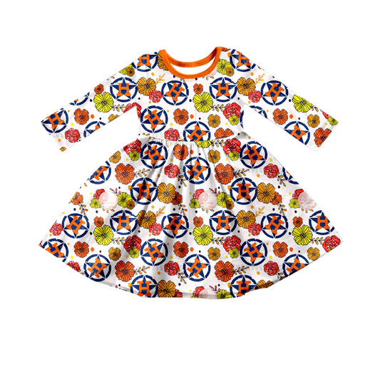 8.26 Baby Girls Orange Team H Twirl Dresses preorder(moq 5)