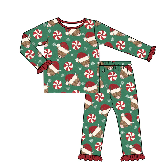 8.26 Baby Girls Christmas Cow Hats 2pcs Pajamas Clothing Sets preorder(moq 5)