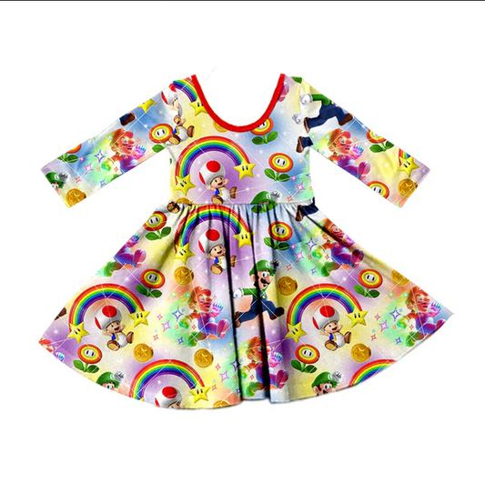 8.26 Baby Girls Fall Colorful Game Twirl Dresses preorder(moq 5)
