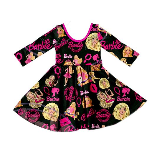 8.26 Baby Girls Fall Black Pink Doll Twirl Dresses preorder(moq 5)