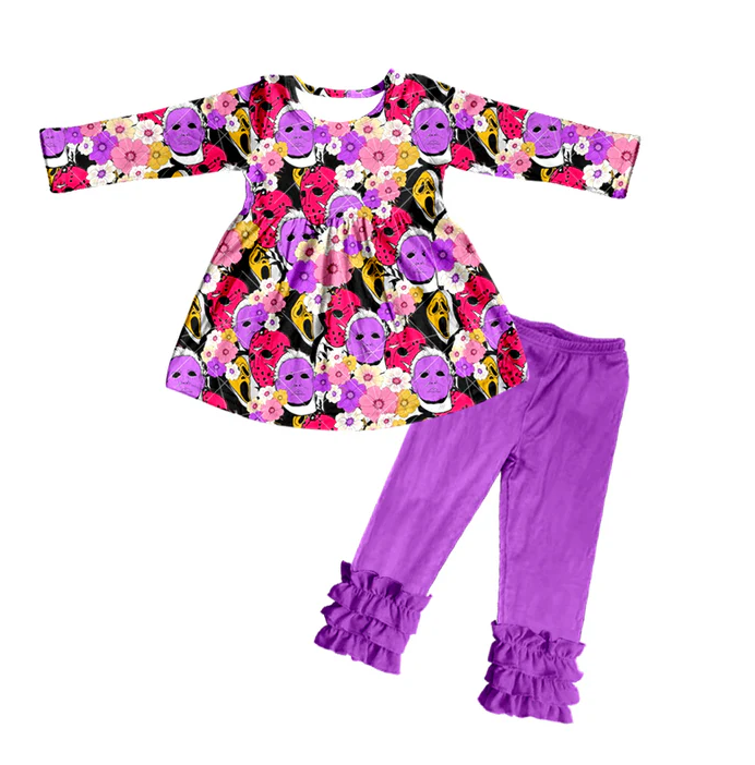 8.27 Baby Girls Purple Ghost Flowers Horrible Top Icing Pants Clothing preorder(moq 5)
