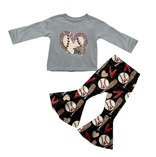 8.27 Baby Girls Baseball Grey Top Bell Bottom Pants Clothing preorder(moq 5)