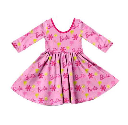 8.26 Baby Girls Pink Flowers Doll Twirl Dresses preorder(moq 5)
