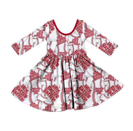 8.26 Baby Girls Red White Baseball Twirl Dresses preorder(moq 5)