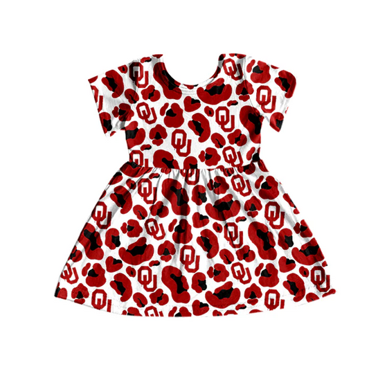 8.26 Baby Girls Red Team Short Sleeve Leopard Dresses preorder(moq 5)