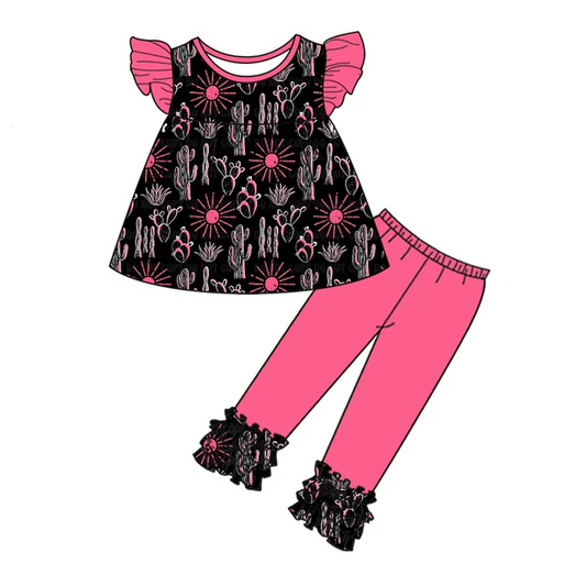 8.27 Baby Girls Western Cactus Tunic Icing Legging Pants Clothing preorder(moq 5)